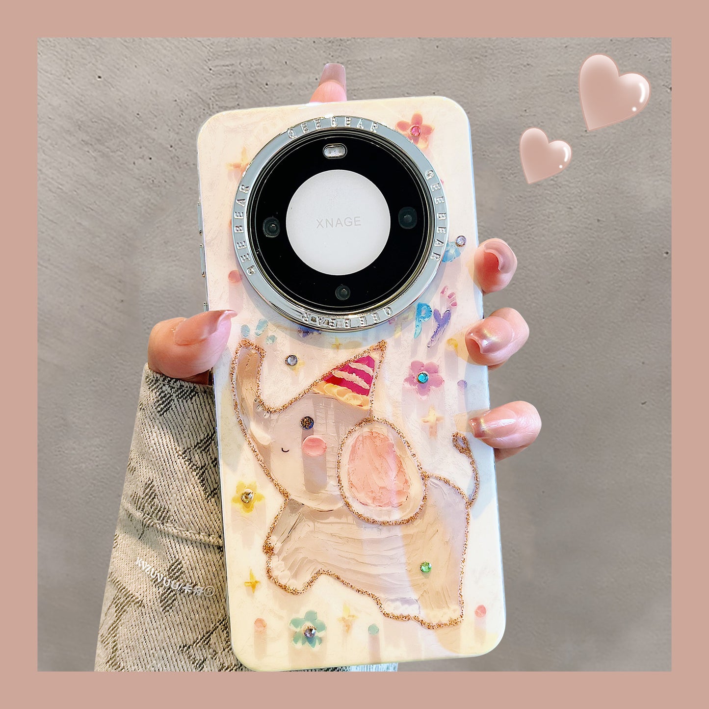 Accessories for huawei mate60pro phone case mate60 point drill dumbo giraffe pura70pro Internet celebrity female