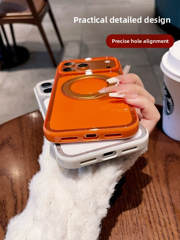 Transparent jelly holder For iPhone 18promax mobile phone case New iPhone17 women's large hole frame dopamine anti-drop protective case 16pro simple niche case Phone Accessories