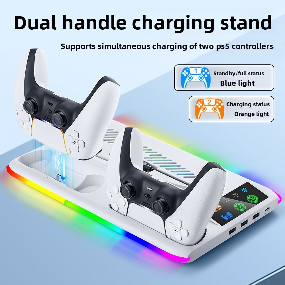 PS5 SLIM PRO Universal host Cooling base Multifunctional fan bracket Dual handle seat charger with RGB light