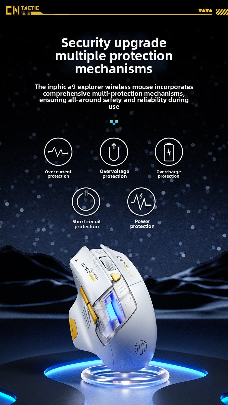 A9 Exploration Edition Bluetooth Wireless Mouse Silent Rechargeable Three-mode Office Game Glow