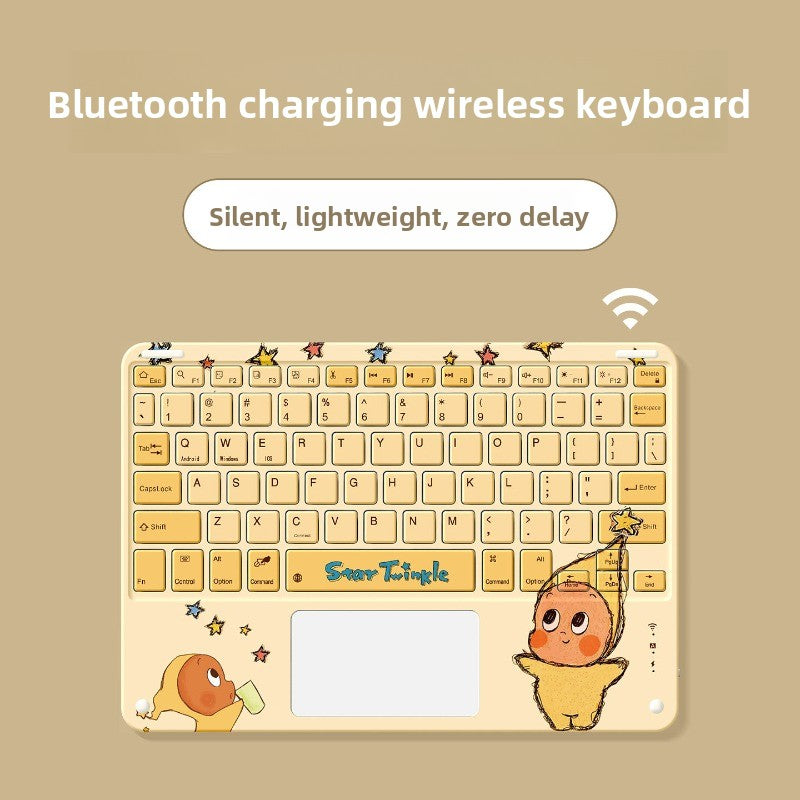 Bluetooth Keyboard Mouse Set For Apple Huawei Xiaomi Tablet PC External Notebook Wireless Silent Light 0 Delay Office Game iPad Charging Girls Cute Stars Tablet Accessories