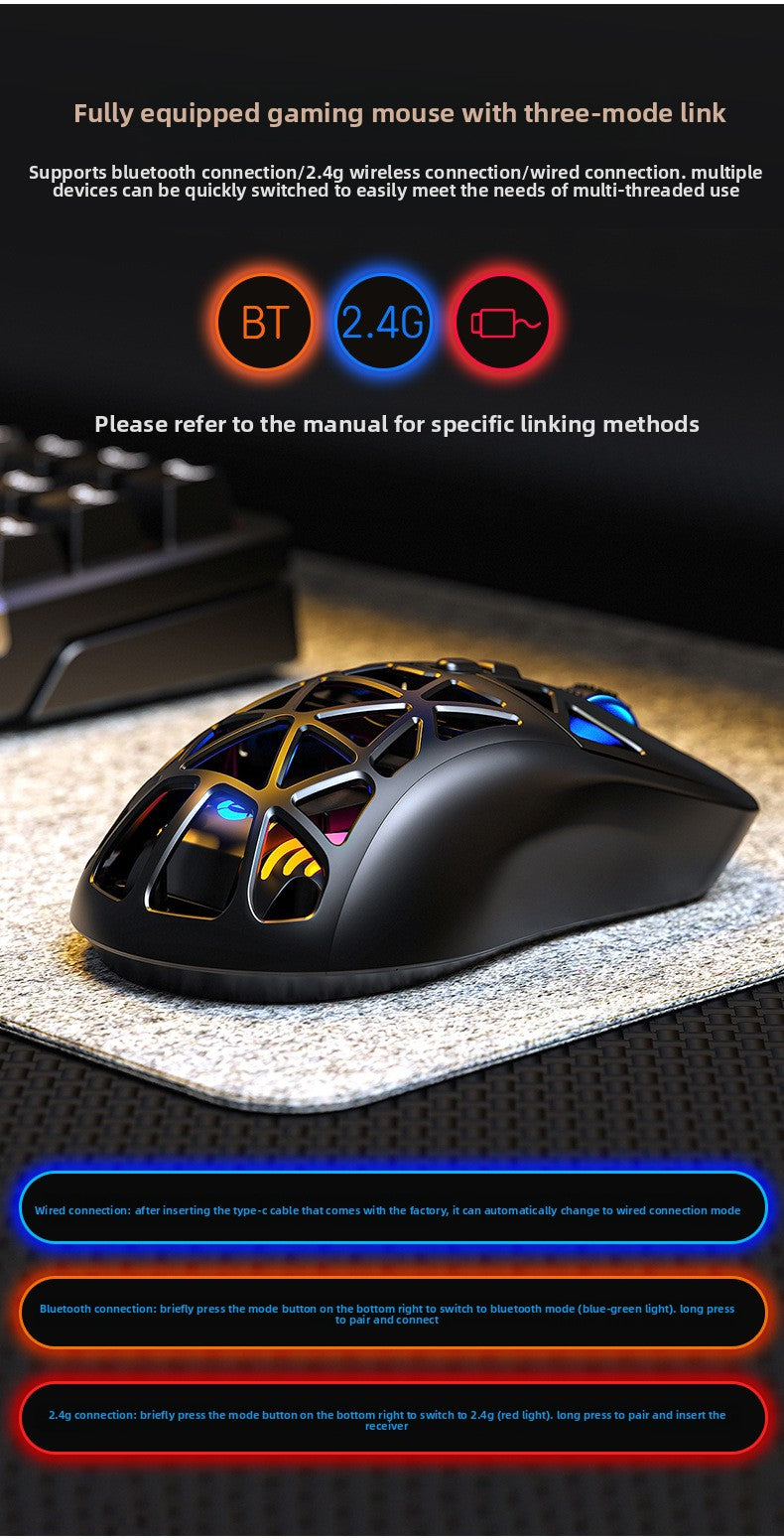 Silver carving G17 lightweight hole mouse Bluetooth wireless three-mode game e-sports computer RGB wired