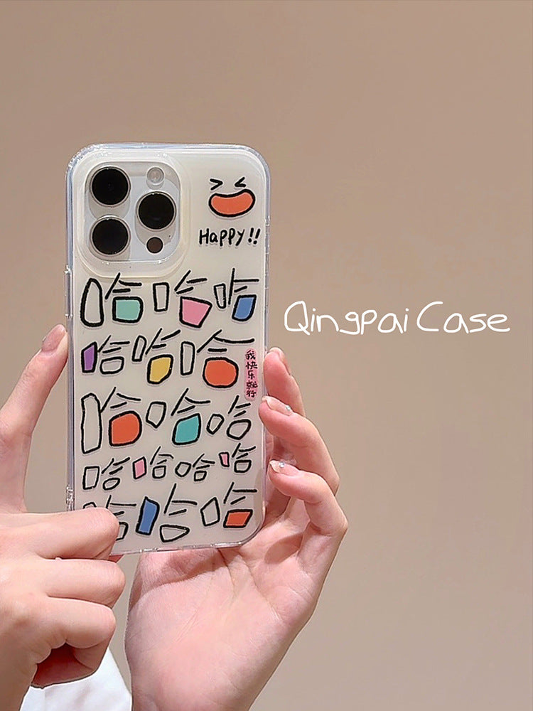 Accessories girl heart color text haha applicable to apple 15promax mobile phone case iphone13 new 14pro women