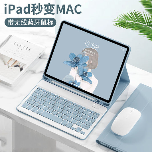 Applicable Apple ipad10 Bluetooth keyboard 10.2 protective case air5 pen slot Pro11 mini 6 leather case mouse case protective Accessories