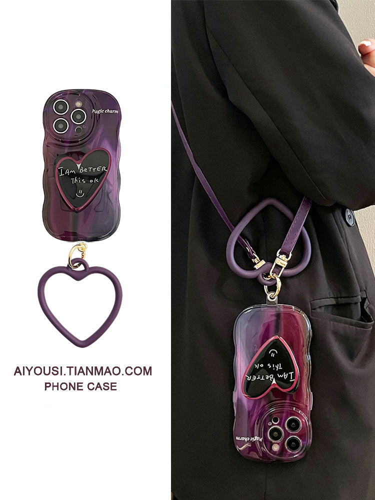 Accessories smudge gradual change dark purple love bracket for apple 15 mobile phone case iphone13 Japan and Korea 15promax new