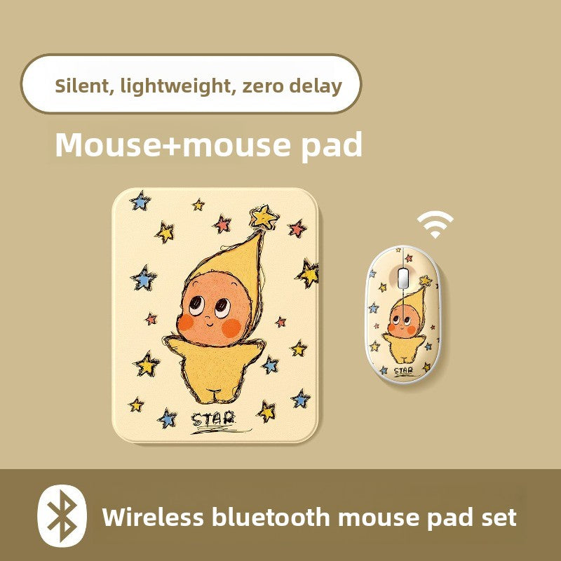 Bluetooth Keyboard Mouse Set For Apple Huawei Xiaomi Tablet PC External Notebook Wireless Silent Light 0 Delay Office Game iPad Charging Girls Cute Stars Tablet Accessories