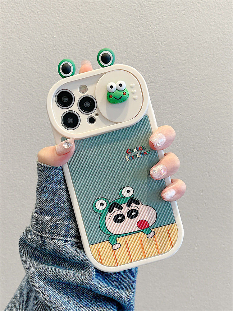 Accessories Cute Frog Applicable to Apple 15 Mobile Phone Case New iPhone 14Pro Women's 13 Silicone 11 Window Push All-inclusive Anti-