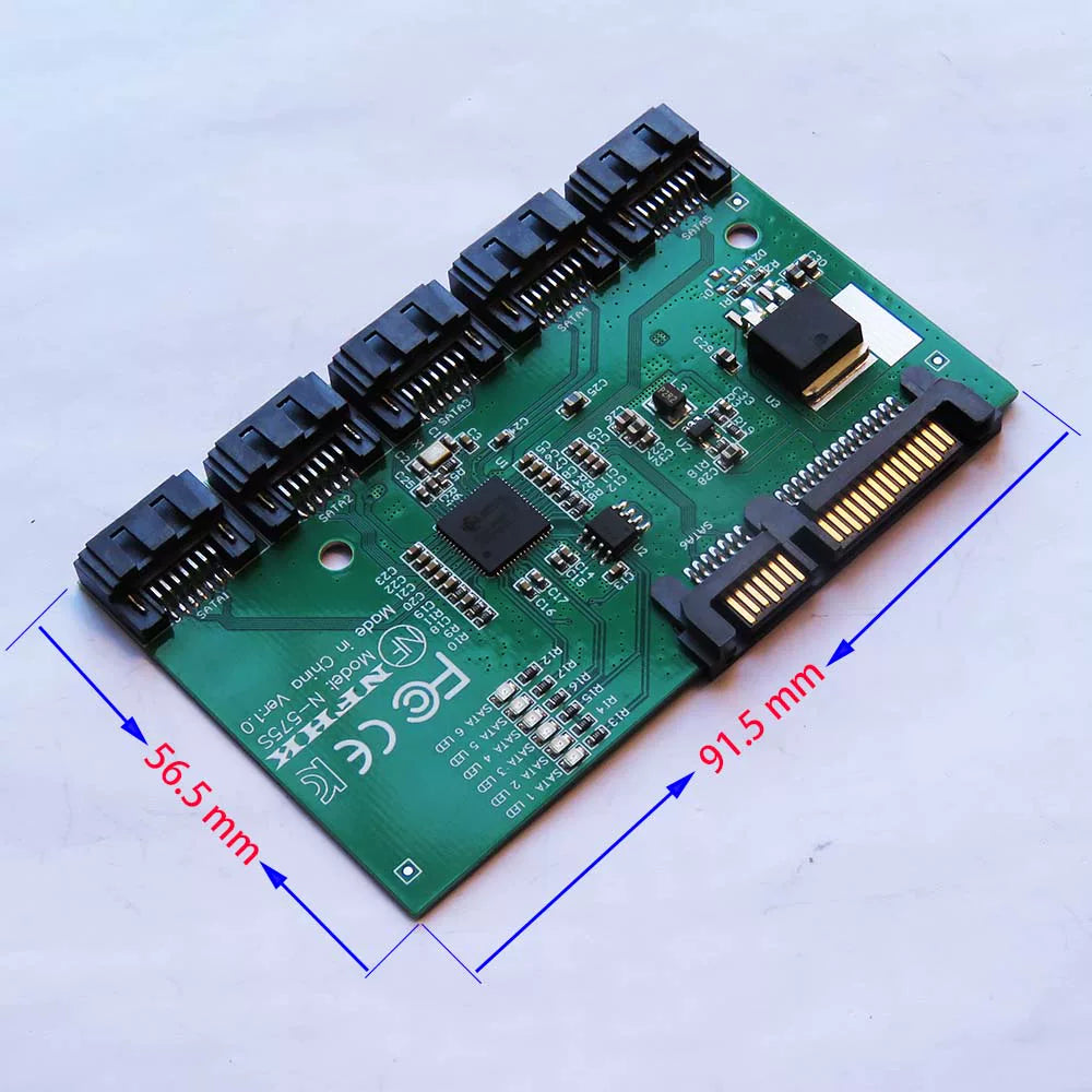JMB575 One SATA to 5 SATA3.0 expansion card adapter card, can not be connected to the main board SATA port Repair Tools