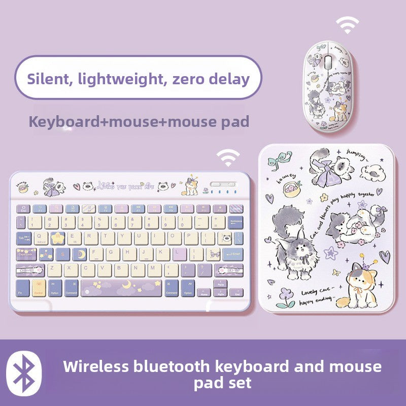 Wireless Bluetooth Keyboard Set For Apple Huawei Xiaomi Tablet PC Special External iPad Keyboard Mouse Set Office Silent No Delay Comfortable and Thin Little Monster Tablet Accessories