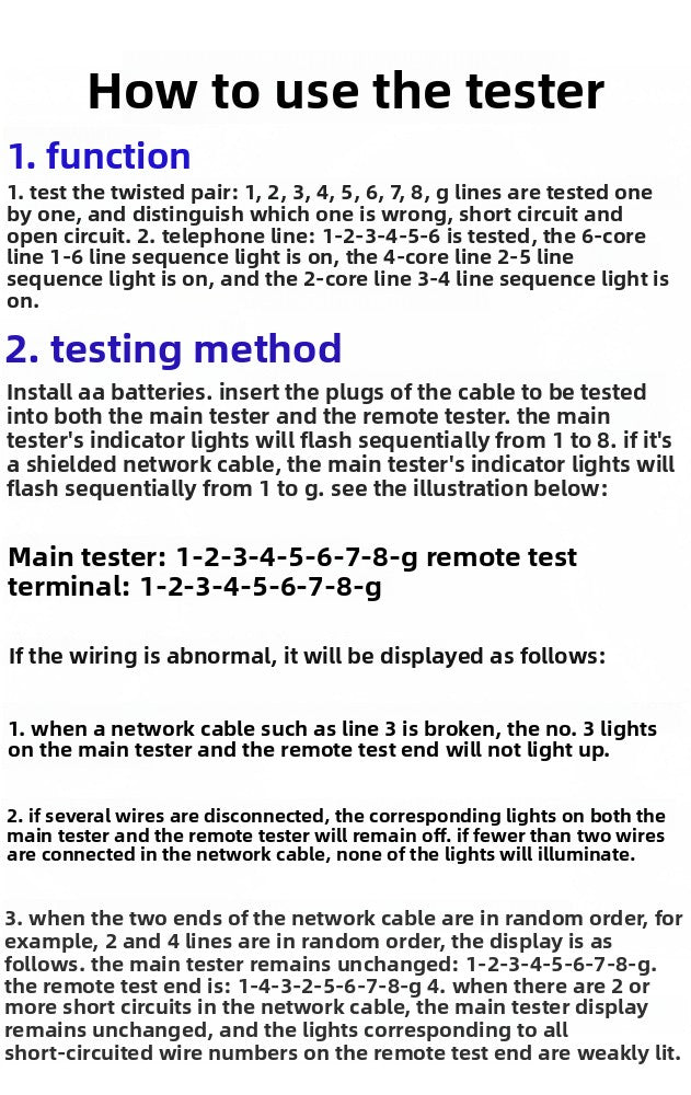 RJ45 RJ11 Cable Tester crystal head network cable tester multi-function line check RJ11 telephone detector line tester network line tester repair tools