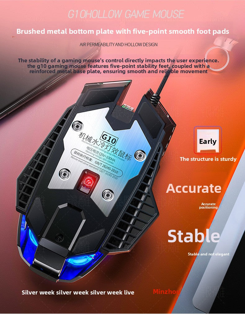 Silver carving G10 e-sports mechanical wired game mouse, macro programming light computer accessories, Yan Xiang who is stained with mud