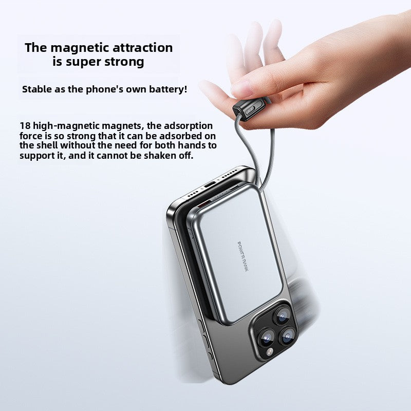 KC magnetic power bank 10000 mAh with its own cable ultra-thin watch earphones wireless fast charging power bank