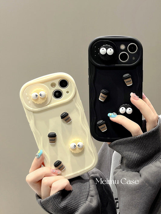 Accessories cute three-dimensional briquettes coffee sliding window for iphone14promax mobile phone case apple 13 new 12 soft