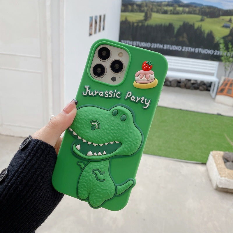 Accessories (Shipping fee not included) Stereo green dinosaur for iPhone14promax Apple 13 mobile phone case 12 new 11 creative 14Pro