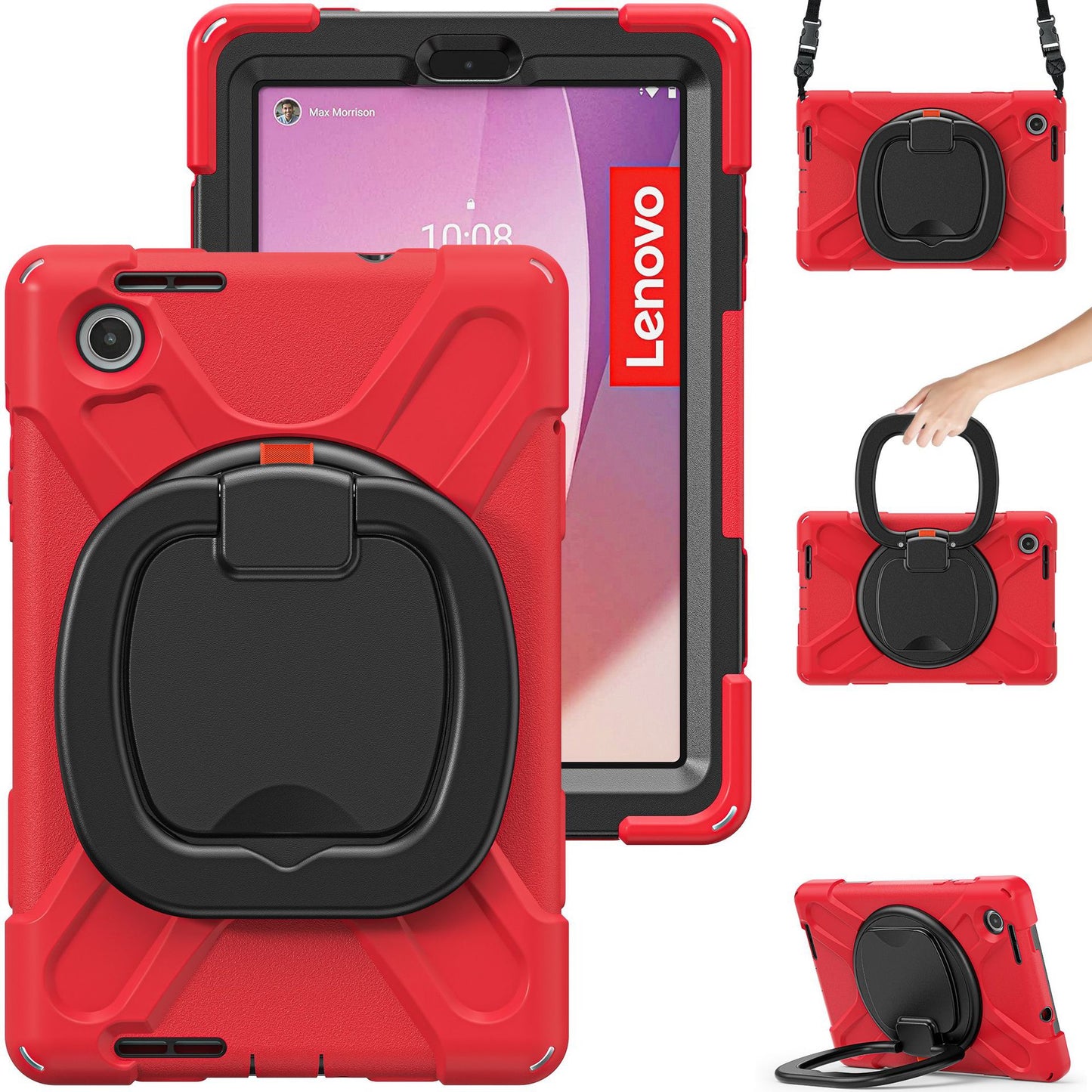 Applicable Lenovo M8 tablet 4th generation 2023 silicone anti-drop case protective cover TB-300FU bracelet bracket long shoulder strap protective Accessories