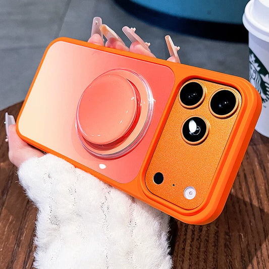 Macaron gradual change smudge bracket for iPhone 17promax mobile phone case New iPhone16 built-in magnetic suction belt Round bracket protective case 15 High value, case Phone accessories
