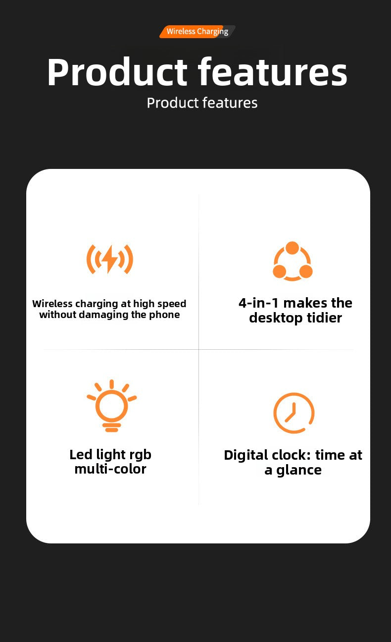 3-in-1 wireless charger, clock wireless charging 30W multi-function magnetic wireless charging