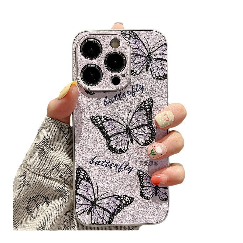 Accessories Superior sense beautiful purple butterfly bracelet iphone15pro max mobile phone case Apple 14 new 12