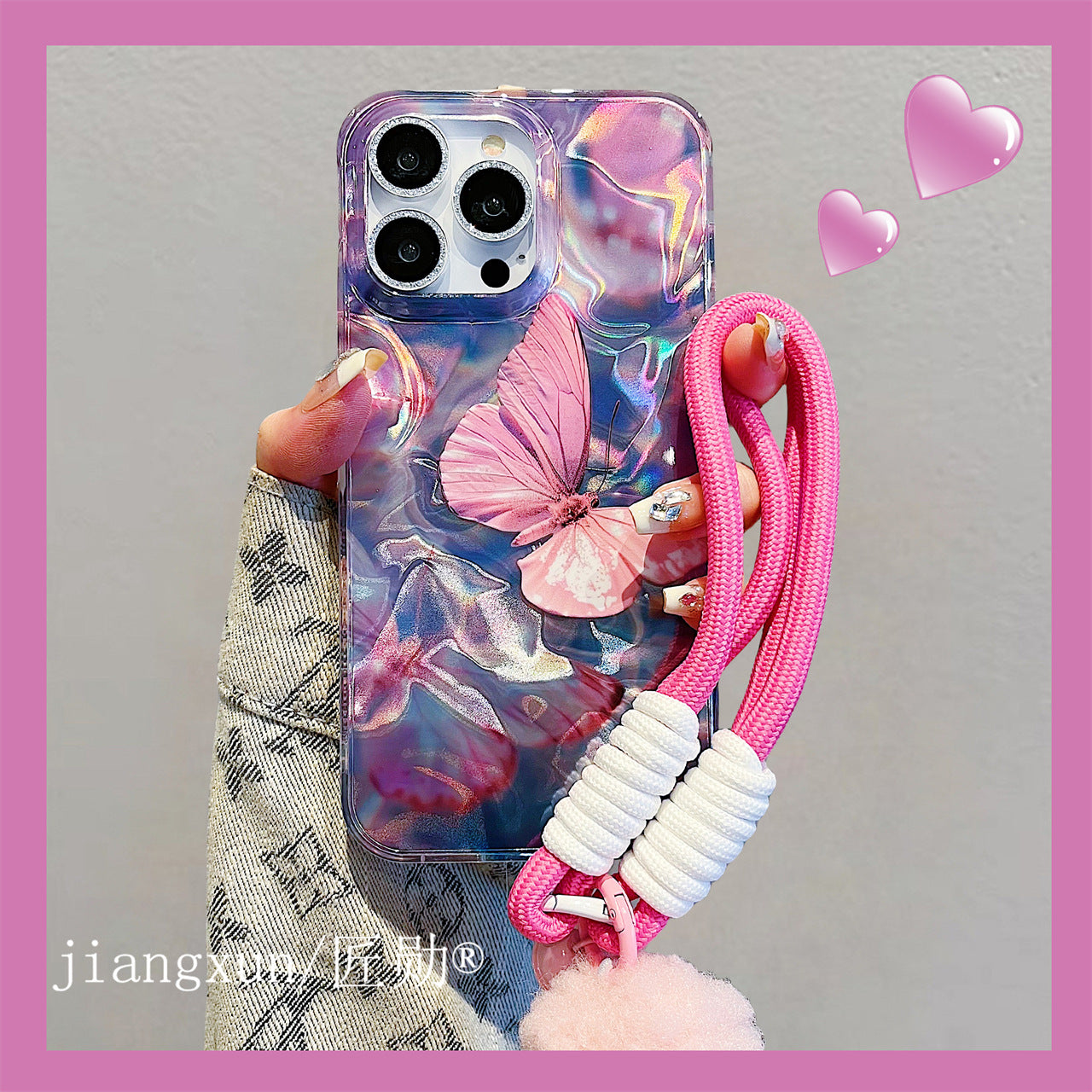 Accessories for iphone15promax mobile phone case 13 water ripple ins wind butterfly 14 new 14promax apple