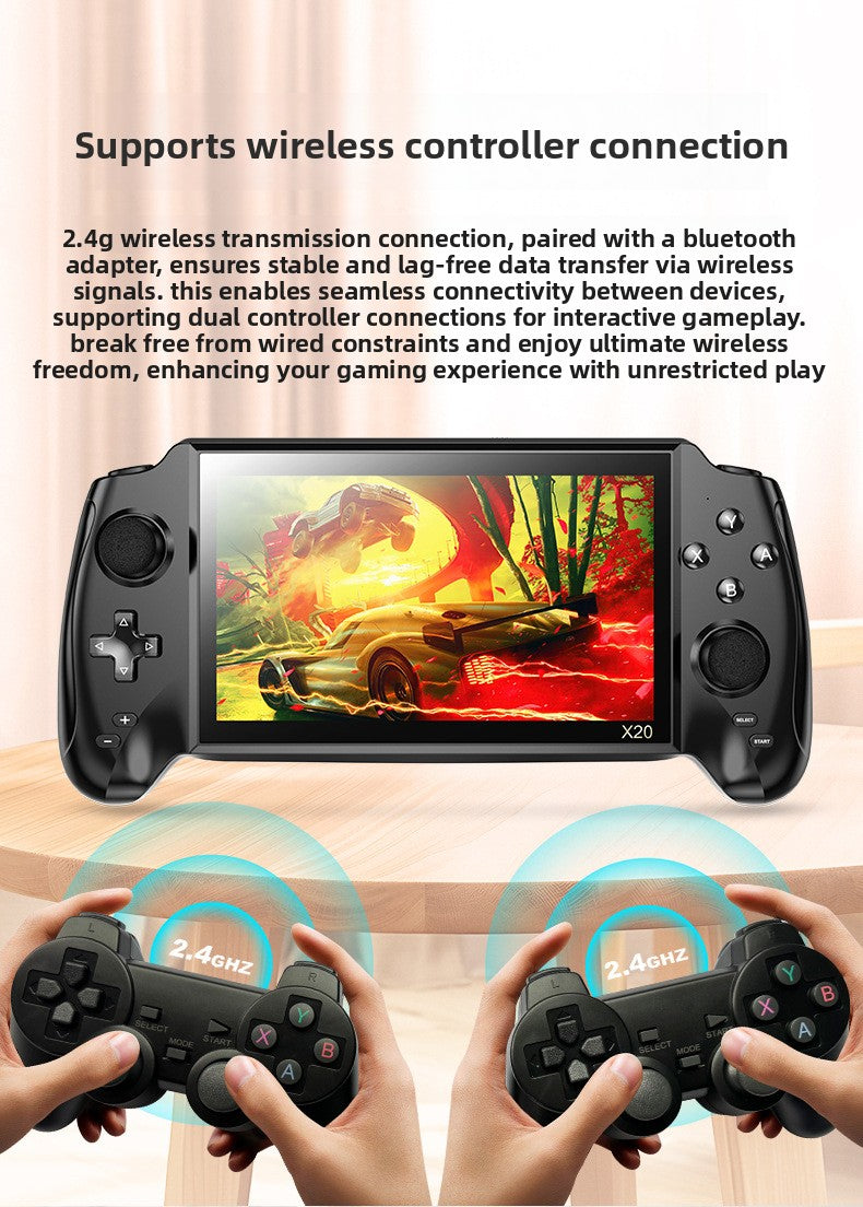 7" inch X20 IPS HD Dual joystick psp 4500mAh rechargable 2.4G Support wireless gamepad Linux games Handheld Game Player console GBA nostalgic retro NES game console FC