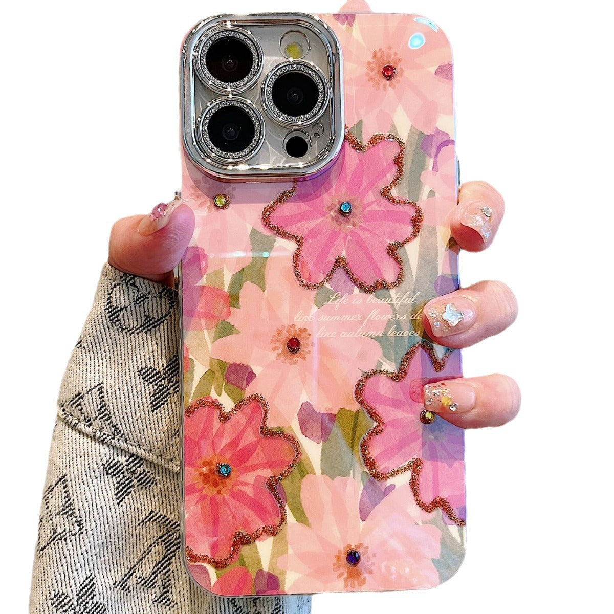 Accessories for Apple 15ProMax mobile phone case iPhone14 spring ins beautiful oil painting flowers 12 high-end new