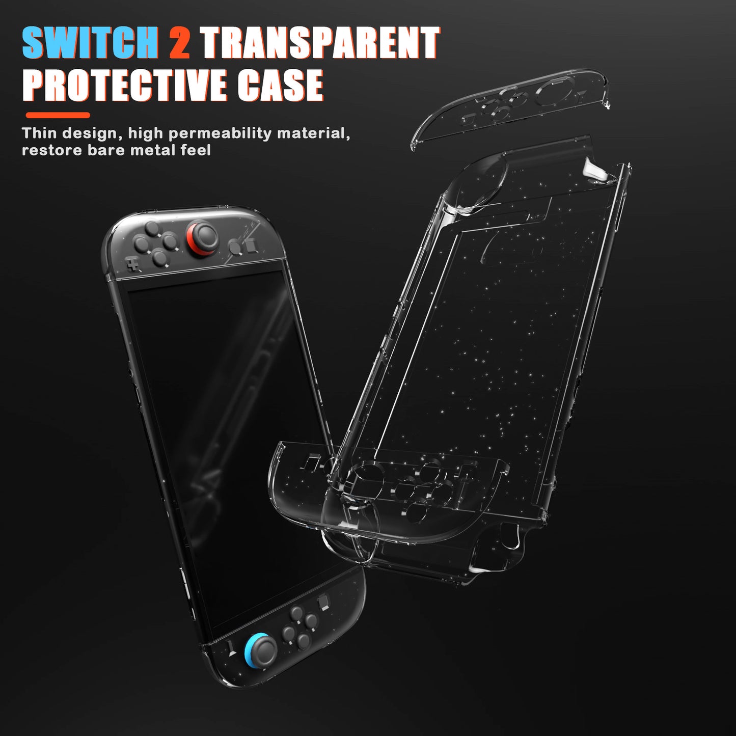 Applicable to Nintendo switch 2 generation game console protective case PC split crystal case NS2 glitter protective case