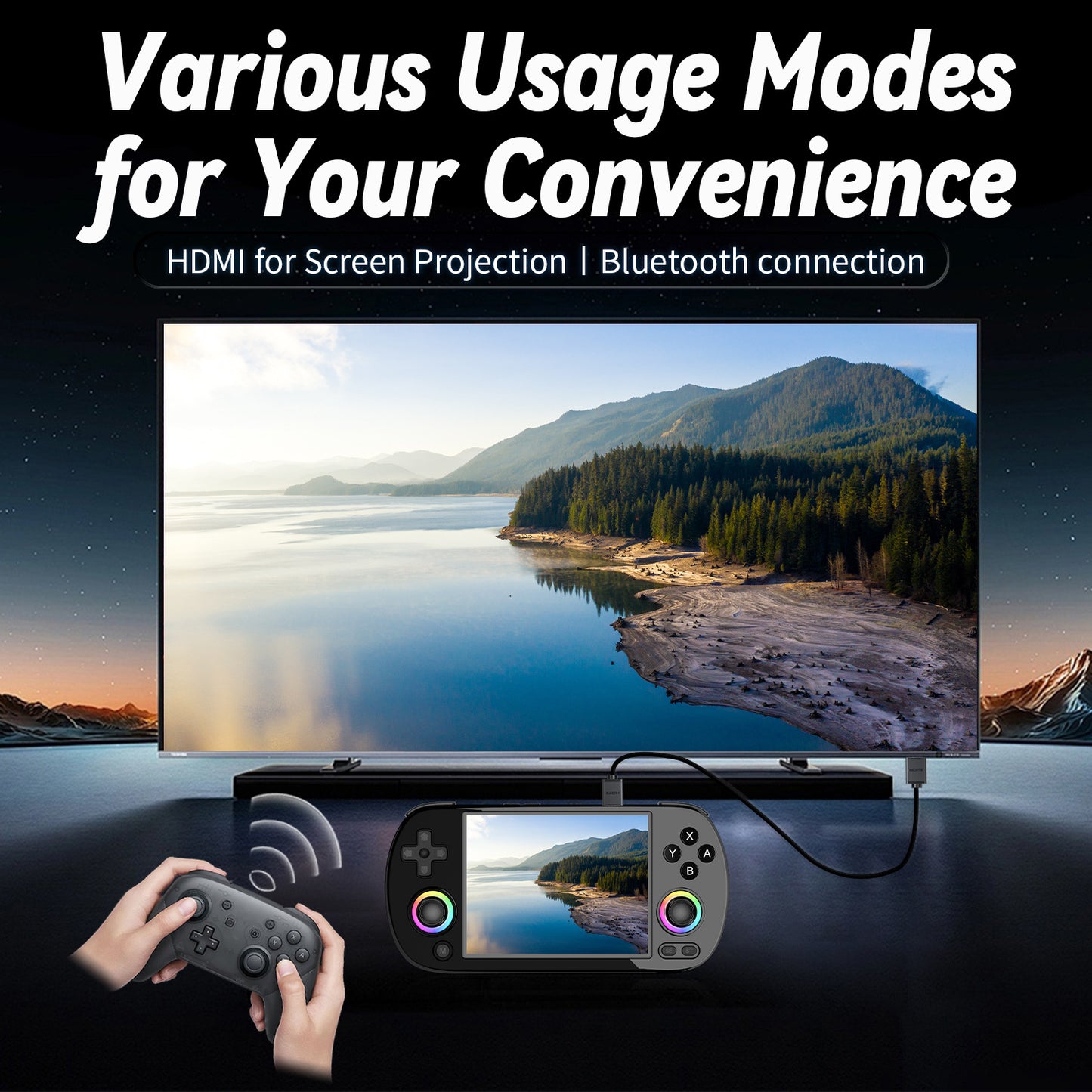 4" inch G40XXH IPS HD Linux 64G 128G 256G  RGB joystick 3200mA rechargable 2.4G Support wireless gamepad Ultra-Thin games Handheld Game Player console joystick ambient light retro, handheld game console, portable handheld
