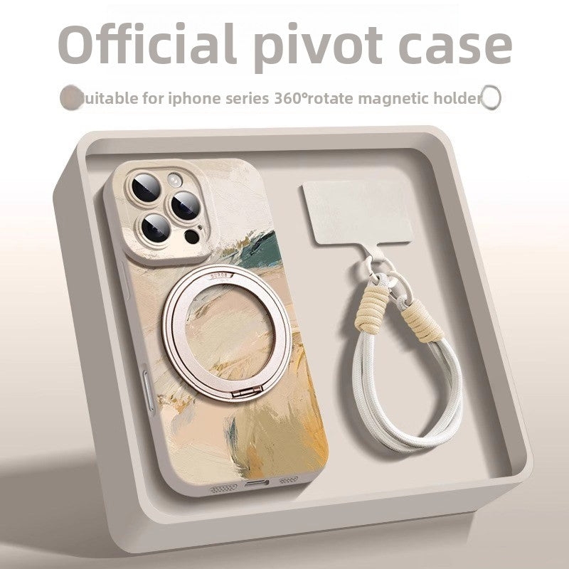 For iPhone 16promax mobile phone case iphone15 liquid silicone 360 ° magnetic suction bracket ultra-thin protective case anti-drop plus all-inclusive matte MagSafe hard case Phone accessories
