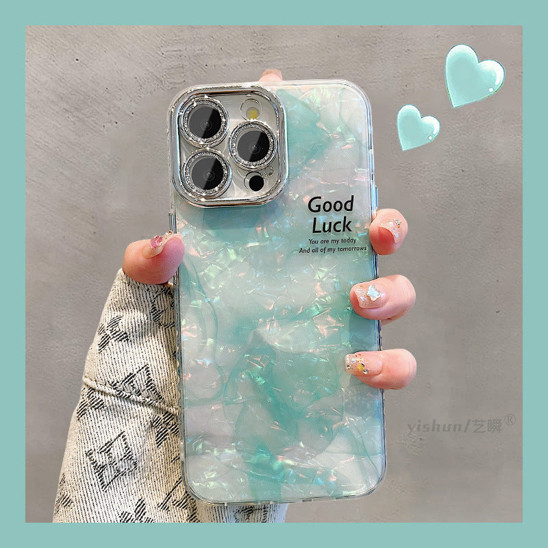 Accessories for Apple 15ProMax mobile phone case iPhone14 mint green smudge camellia 13 women's 11 beautiful