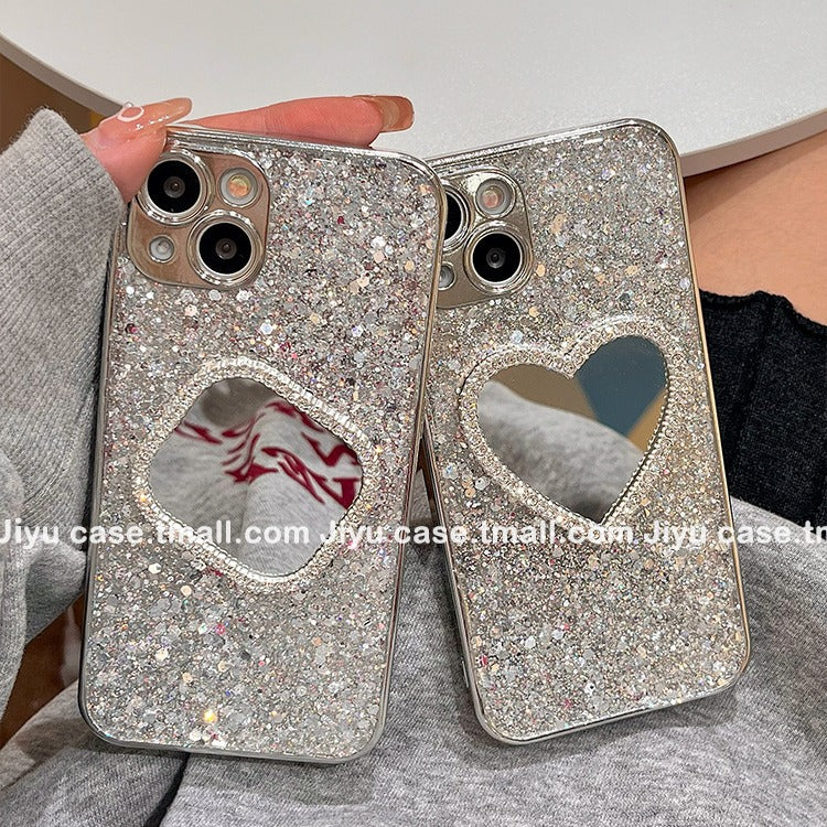 Accessories Luxury Flash Diamond Love Mirror Suitable for Apple 15promax Mobile Phone Case iphone14pro Premium 12pro