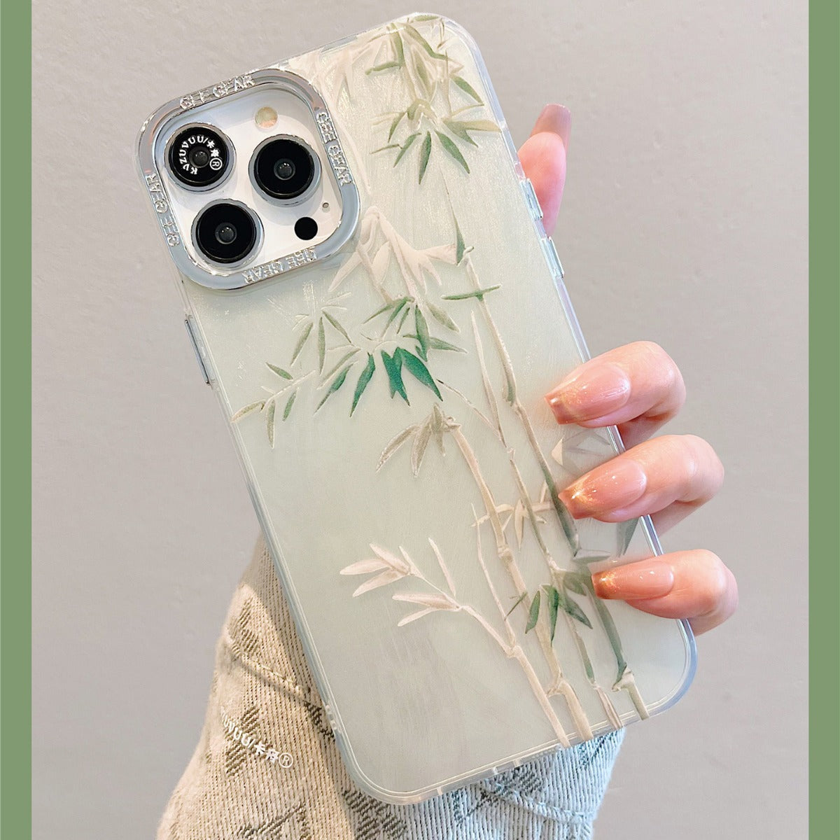 Accessories for Apple 15 mobile phone case iphone14promax green bamboo small fan bracelet 14 Chinese style 13 Internet celebrities