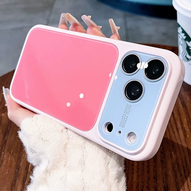 Spring and summer dopamine contrast color for iPhone 17 seconds change 17pro lens frame new mobile phone case iPhone16 integrated lens film solid color jelly anti-drop 15 explosive case Phone accessories