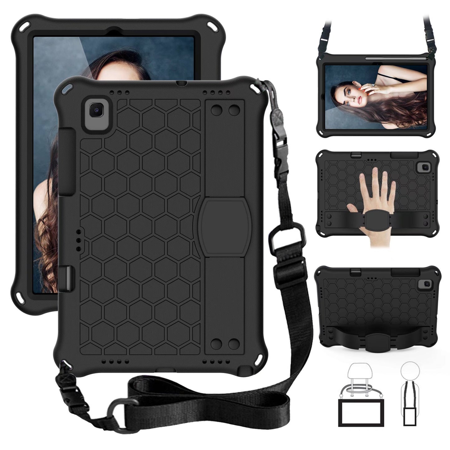 Applicable Samsung T500 Tablet A7 Protective Case EVA Children's Hand Holder T860 Pen Slot T720 Anti-drop 10.4 Shoulder Strap protective Accessories