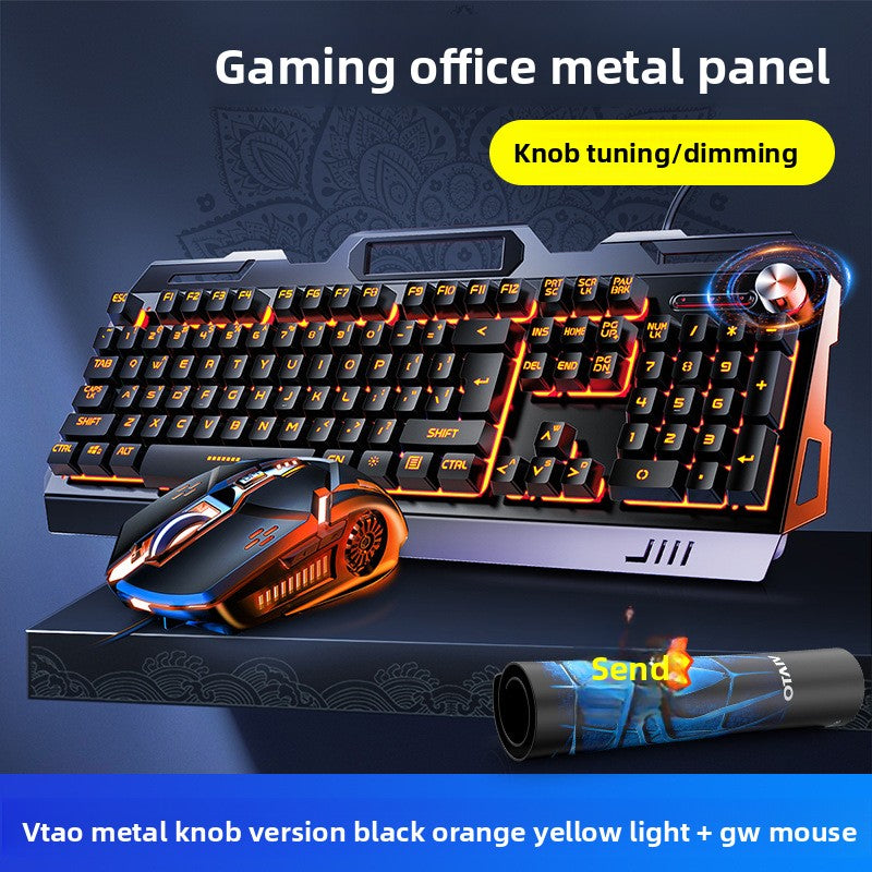 Silver Carving V2G5 Mechanical Feel Metal Keyboard Mouse Headset Three-piece Set USB Wired Gaming Computer Accessories