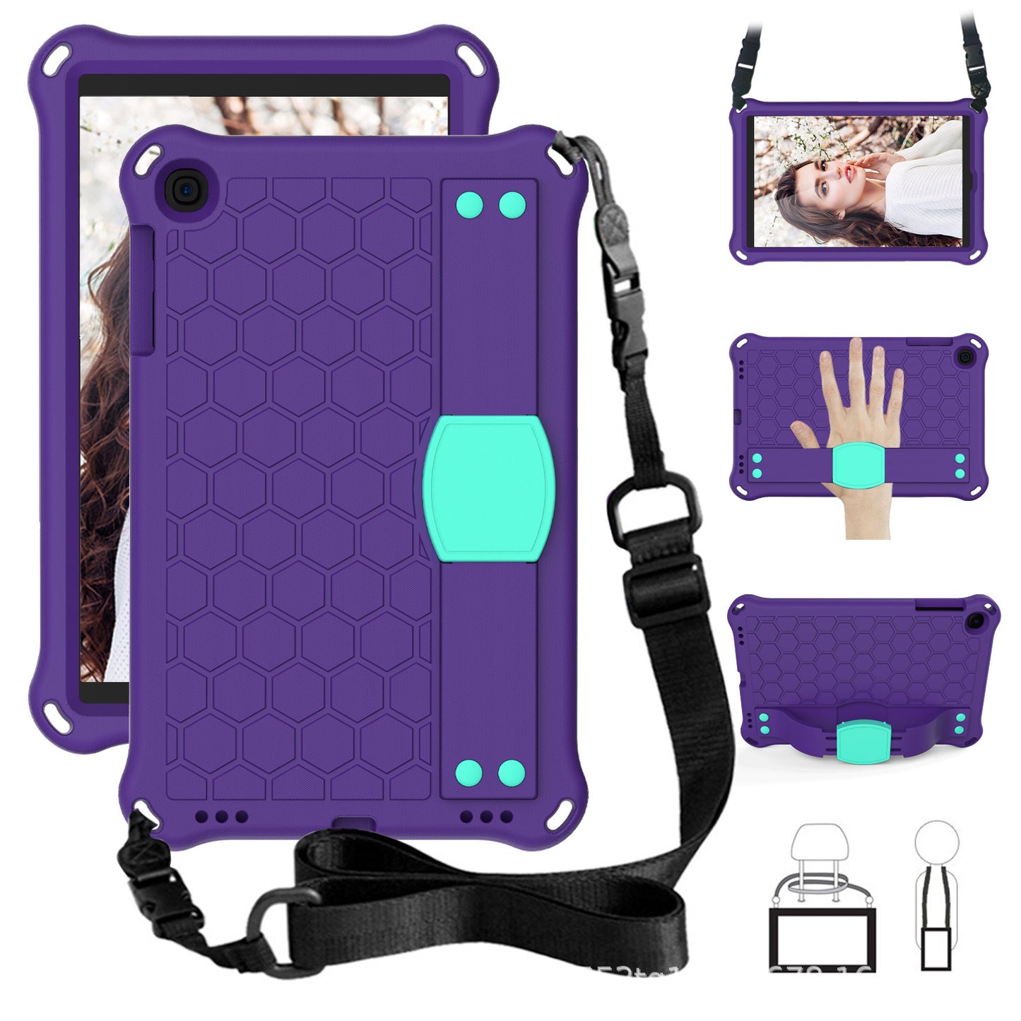 Suitable for Samsung tablet T510/T515 protective case EVA anti-drop case 10.1 inch hand rest bracket 2019 shoulder strap protective Accessories