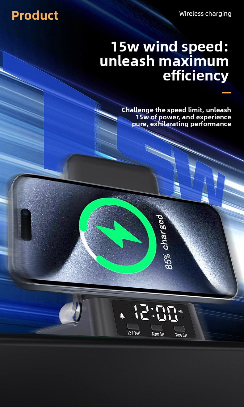 Wireless charger 3-in-1  desktop vertical clock wireless charging iwatch 8 multi-function base apple samsung