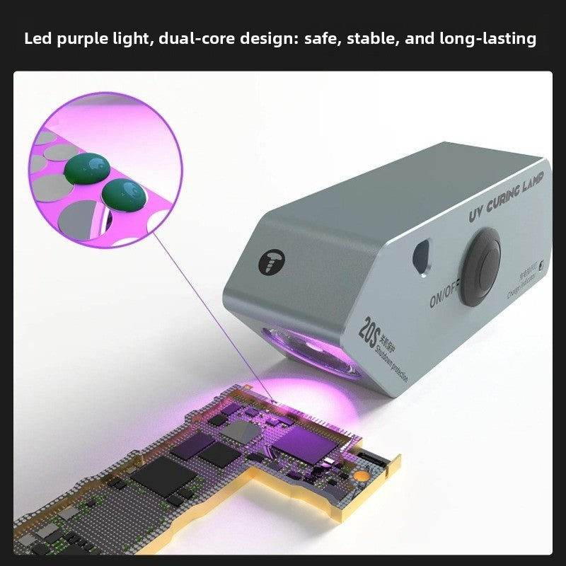 Mobile phone repair uv glue purple light curing light green oil three-second oil aluminum alloy LED double wick curing light