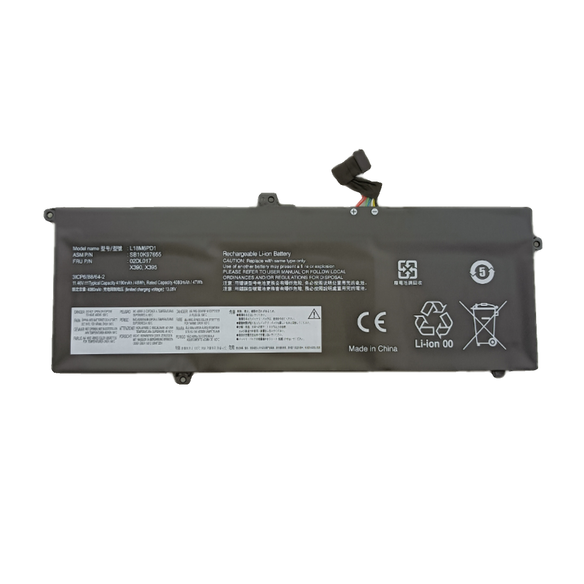 (Shipping fee not include)For  Lenovo X390 X395笔记本L18C6PD2 L18L6PD1 L18M6PD1 repalcement battery 02DL018