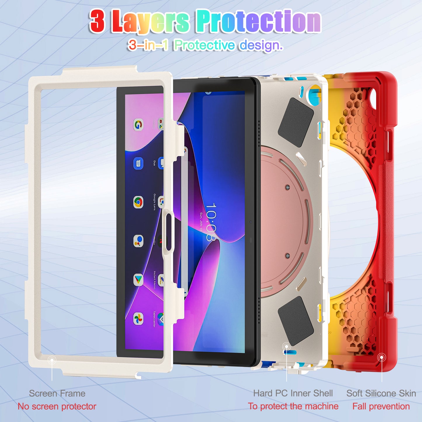 Applicable Lenovo M10 Tablet 3rd Generation Silicone 10.1 Protective Cover TB-328FU/XU Anti-drop Cover Bracelet Bracket protective Accessories