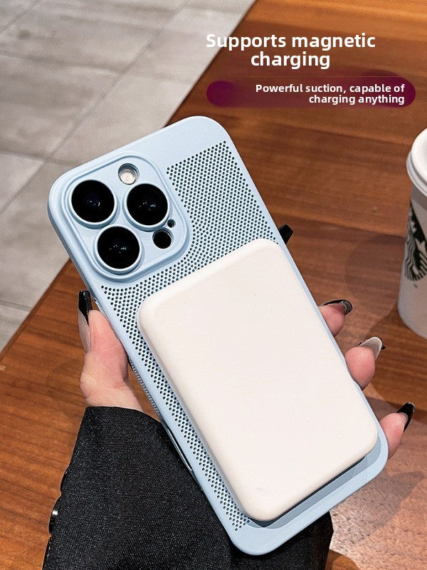 For iPhone 16Promax mobile phone case new iphone15pro protective case 17Promax ultra-thin breathable 13 heat dissipation magnetic suction 12 all-inclusive 14 men's and women's 8plus matte simple hard case Phone accessories