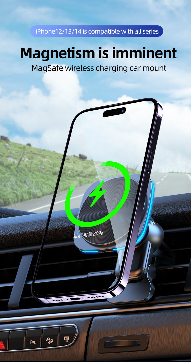 Car magnetic wireless charging 15w magnetic wireless charger, wireless magnetic attraction is suitable for Apple Android mobile phones