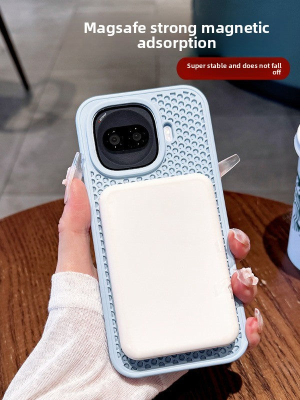Heat dissipation magnetic suction For iQOOZ11turbo mobile phone case New z10turbopro Large area honeycomb mesh Heat dissipation magnetic attraction protection z9 All-inclusive anti-drop men's and women's cases Phone Accessories