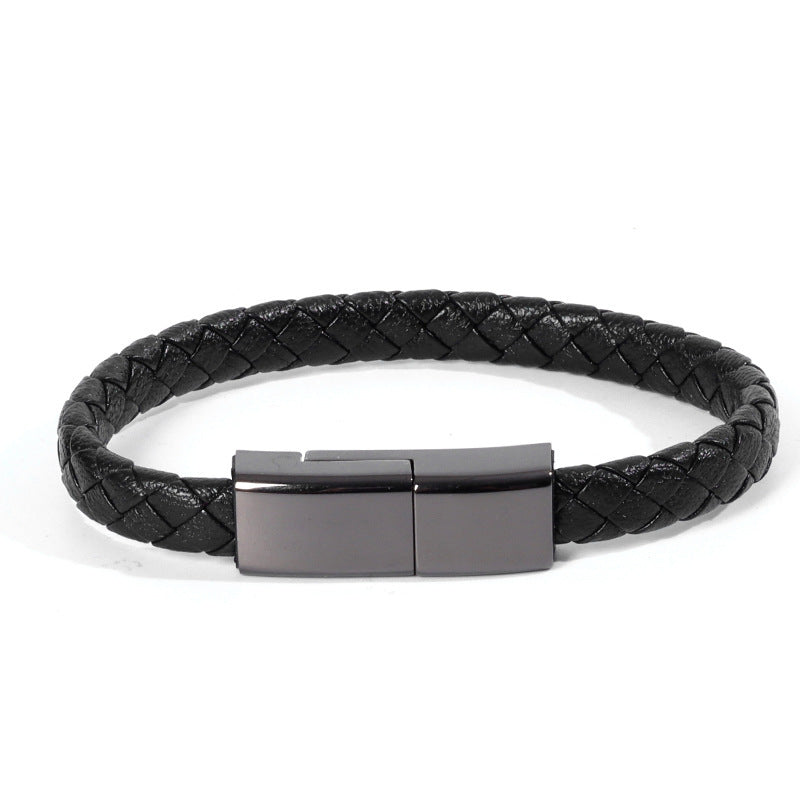 USB cable bracelet data cable, leather braided creative data cable bracelet USB data cable bracelet