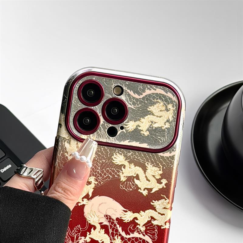 Accessories gradual change contrasting color dragon new models for iphone14pro apple 15 mobile phone case 11 leather pattern 12 niche 13pro