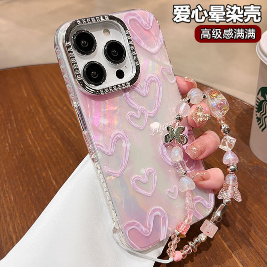 Accessories Japanese and Korean shell pattern love is suitable for Apple 15 mobile phone case women's new niche atmosphere 14promax all-inclusive anti-proof