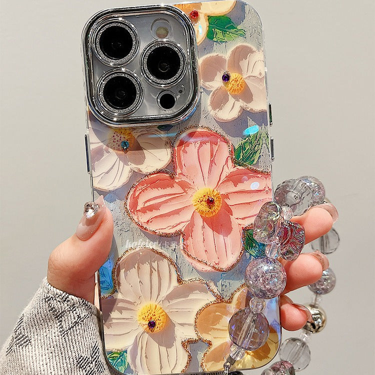 Accessories for art point drill oil painting flower bracelet iphone15promax mobile phone case apple 14 new 12pro