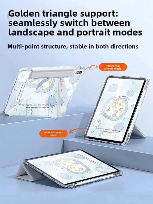 For Huawei matepad11.5 protective case air12 flat case acrylic 2026 new 115s buckle pro12.2 inch transparent 2023 with pen slot se10.4 soft light version Apple Rabbit Tablet Accessories