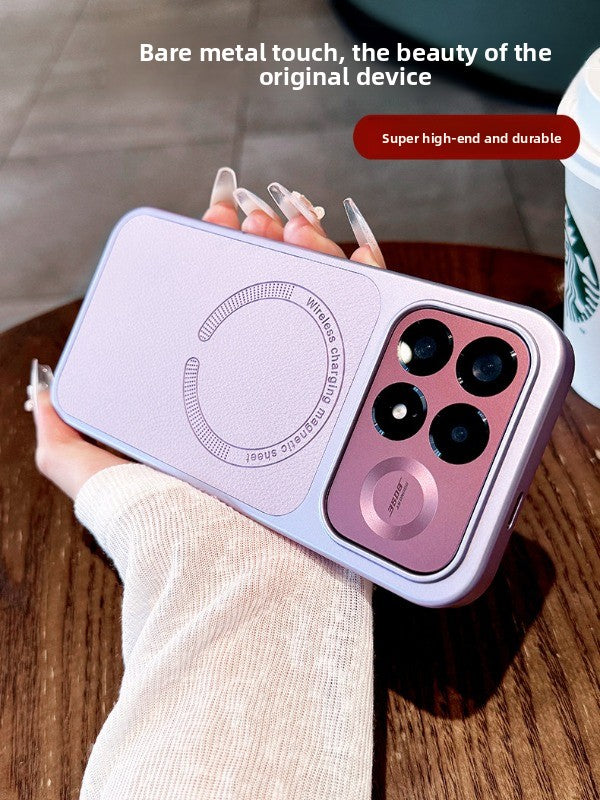 For Redmi k100pro mobile phone case, the new k90promax protective case, ultra-thin Redmi lychee leather pattern all-inclusive anti-drop magnetic suction women's high-end soft edge hard case Phone Accessories