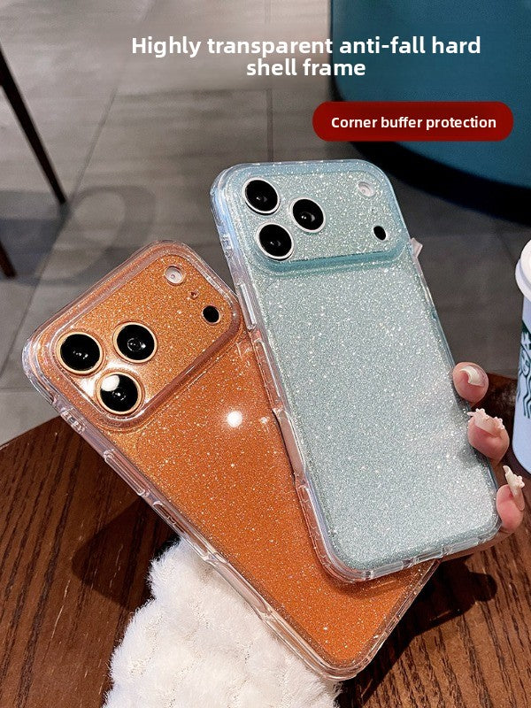 Glitter star airbag for iPhone 17promax mobile phone case new iPhone16 light luxury glitter transparent fine hole all-inclusive 15pro women's fresh flash case Phone accessories