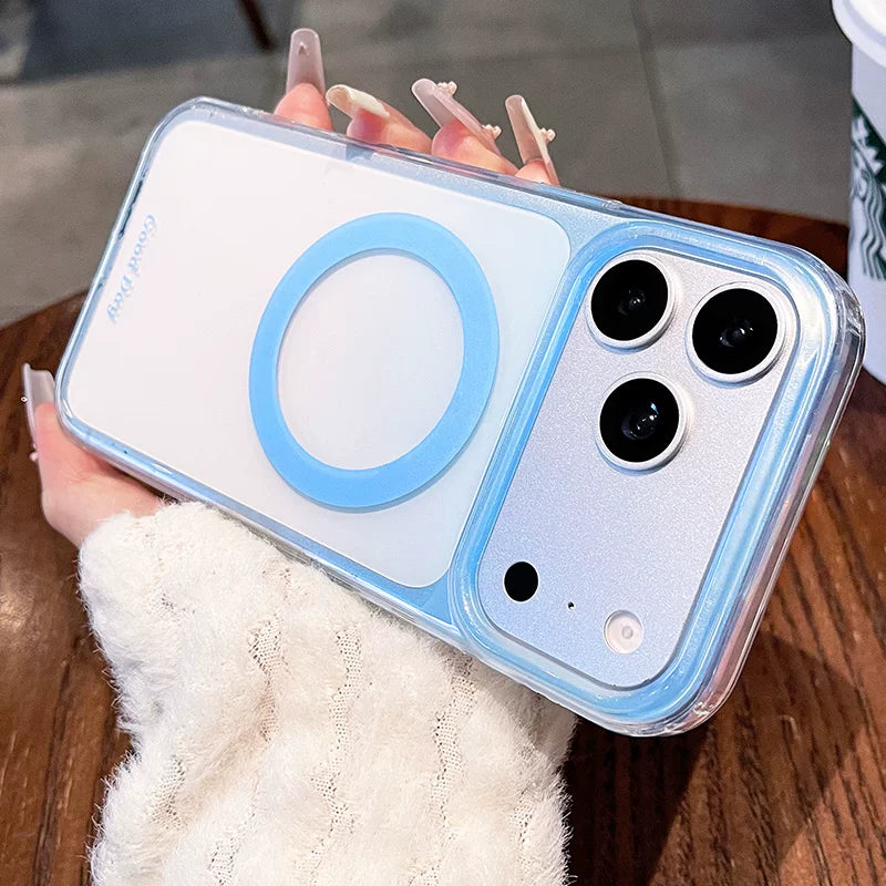 Macaron gradual change magnetic suction for iPhone 17promax mobile phone case new iPhone160 spring and summer smudge gradual change magnetic suction case 15pro girl heart case Phone accessories